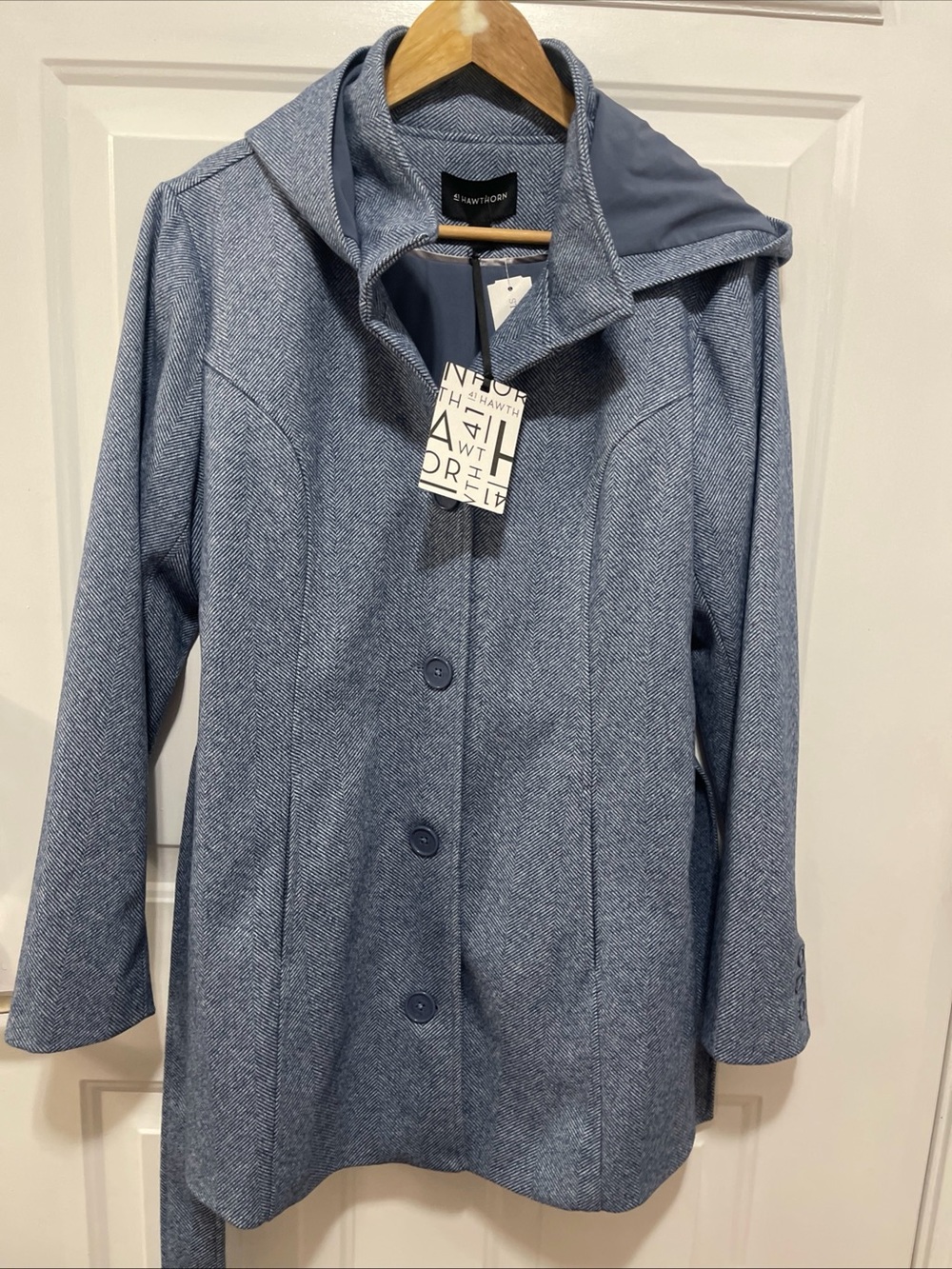41 Hawthorn Kelsey Tie Waist Jacket / Coat Women’s L Blue Hooded Polyester
